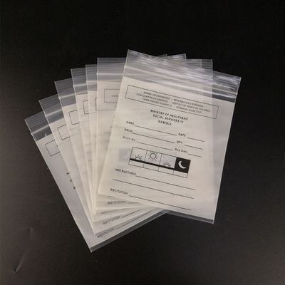 বড়ি সরবরাহের জন্য জলরোধী এলডিপিই পলি প্লাস্টিক ব্যাগ মেডিসিন জিপলক